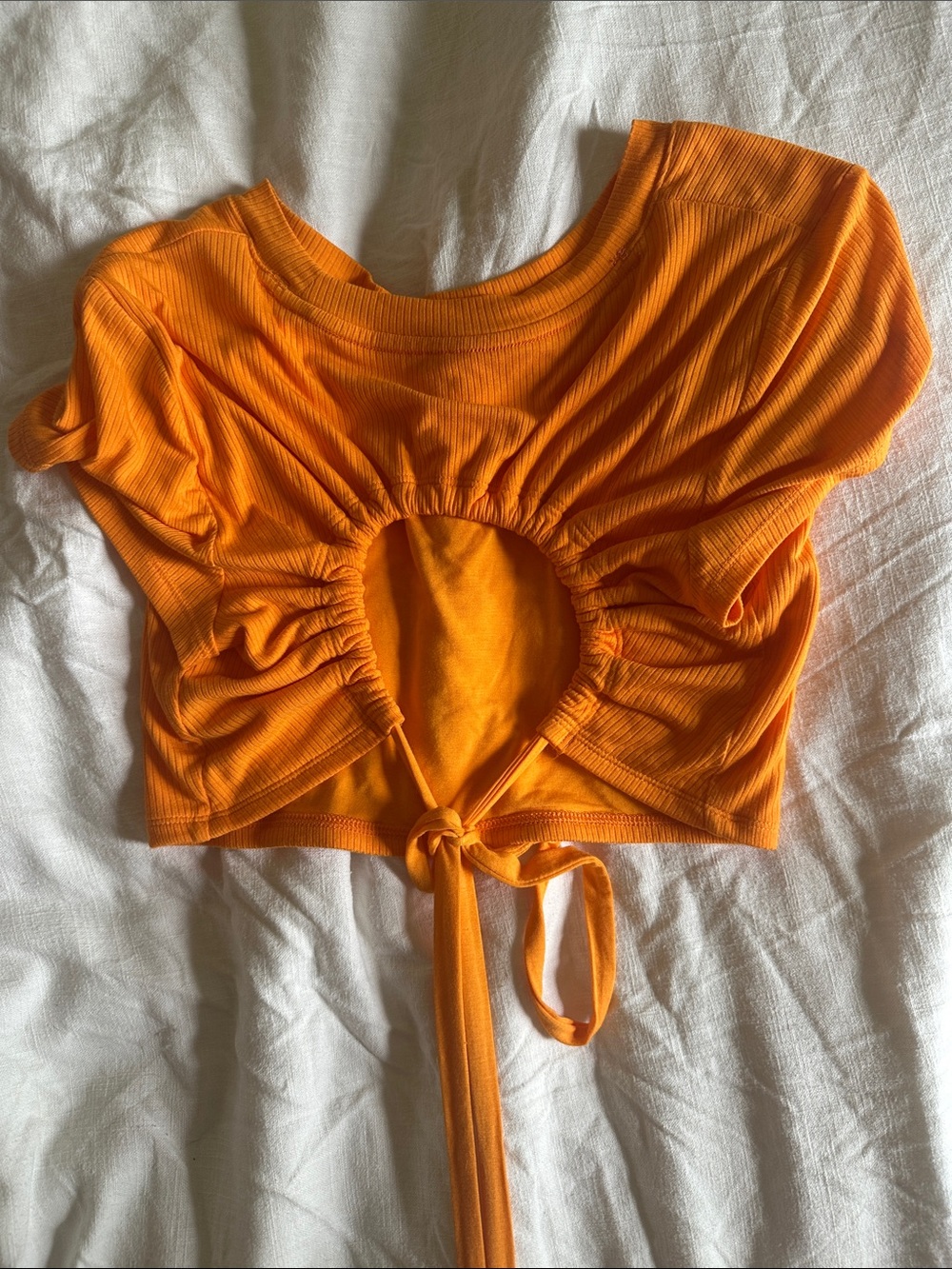 Offline By Aerie Bright Orange Ribbed Crop Top - Picture 3 of 3